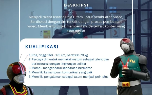 Thumbnail Berita - Henshin Mania Merapat! Dicari Aktor Talent Ksatria Baja Hitam