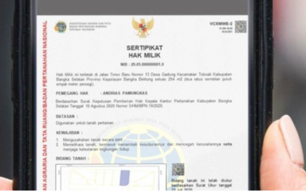 Thumbnail Berita - Kementerian ATR/BPN Sudah Terbitkan 2,4 Juta Sertifikat Tanah Elektronik, Ini Berbagai Manfaatnya untuk Pemilik